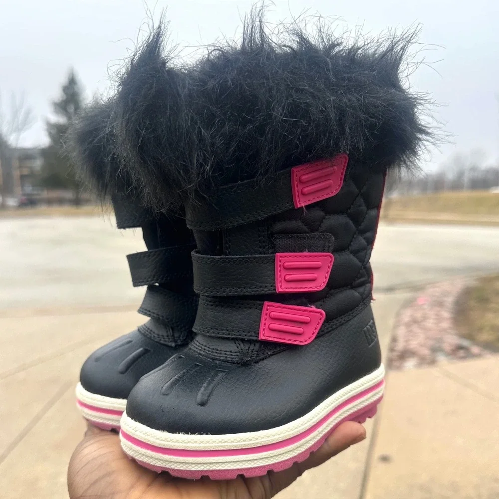 Rugged Outback Baby Girl Faux Fur Trimmed Snow Boots Size 5‎ Black